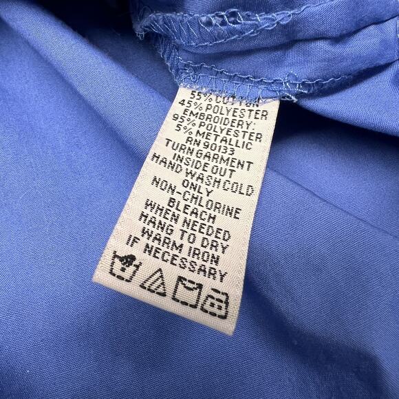 Bob Mackie Top Womens 3x Blue Embroidered Button Down Milk Maid Cottagecore Boho - Picture 3 of 8